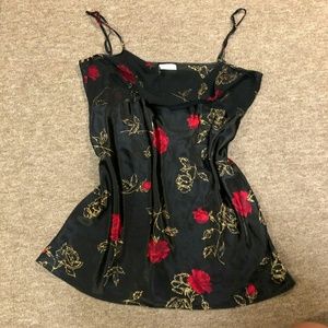 Black/Red Rose Lingerie Slip Dress